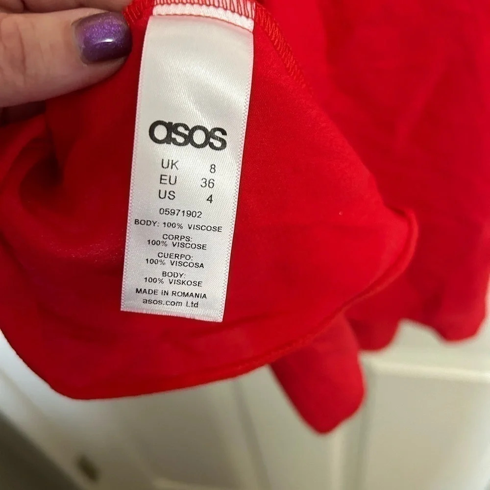 ASOS Ruffle Open Back Red Tank Size 4 NWT - Picture 6 of 6